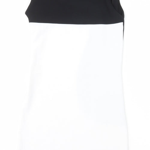 Preworn Womens Black Colourblock Polyester Bodycon Size L Round Neck Zip
