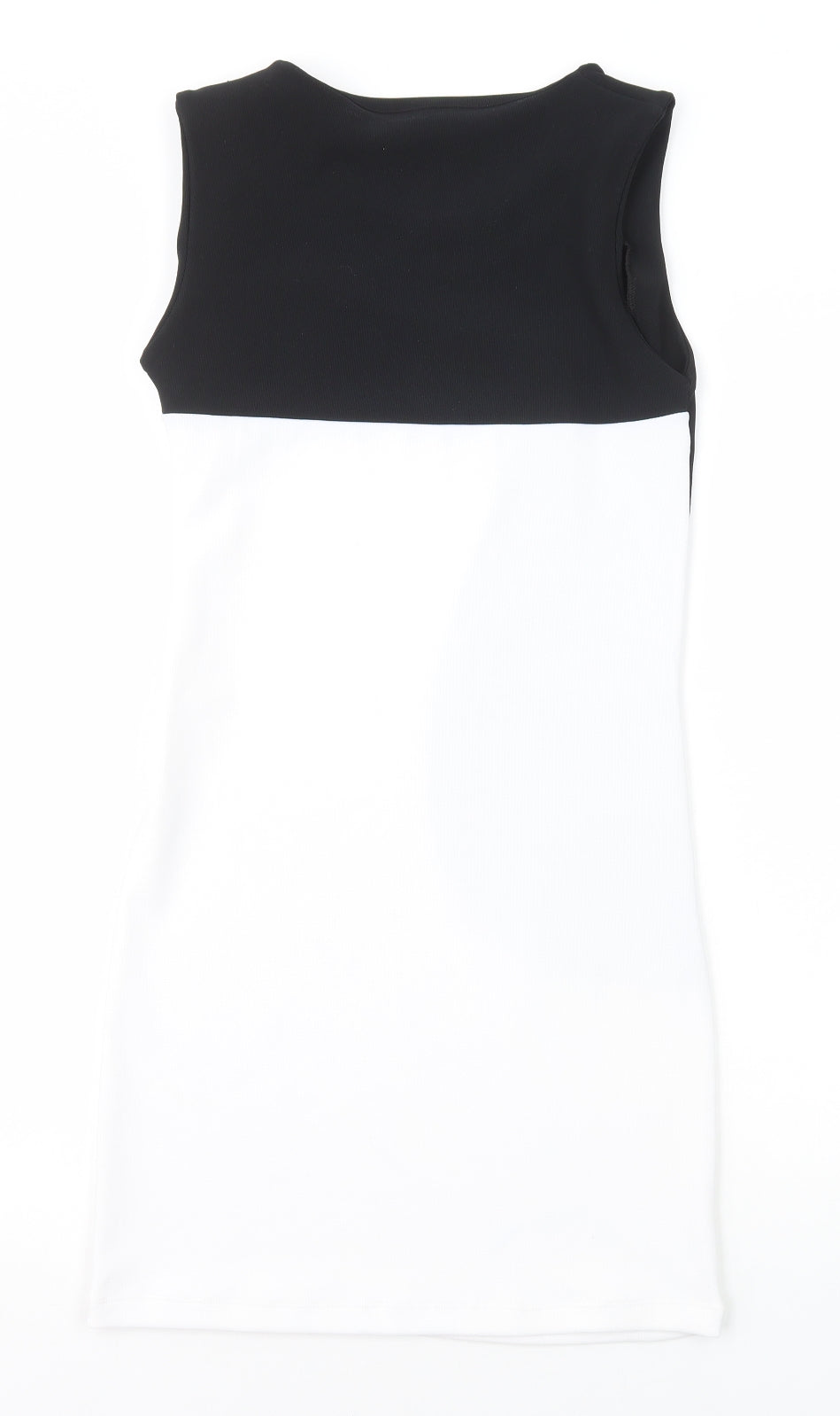 Preworn Womens Black Colourblock Polyester Bodycon Size L Round Neck Zip
