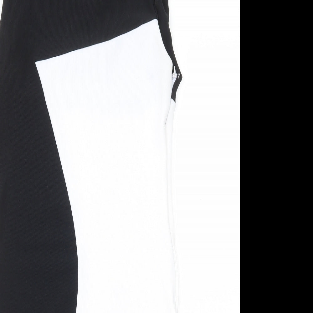 Preworn Womens Black Colourblock Polyester Bodycon Size L Round Neck Zip