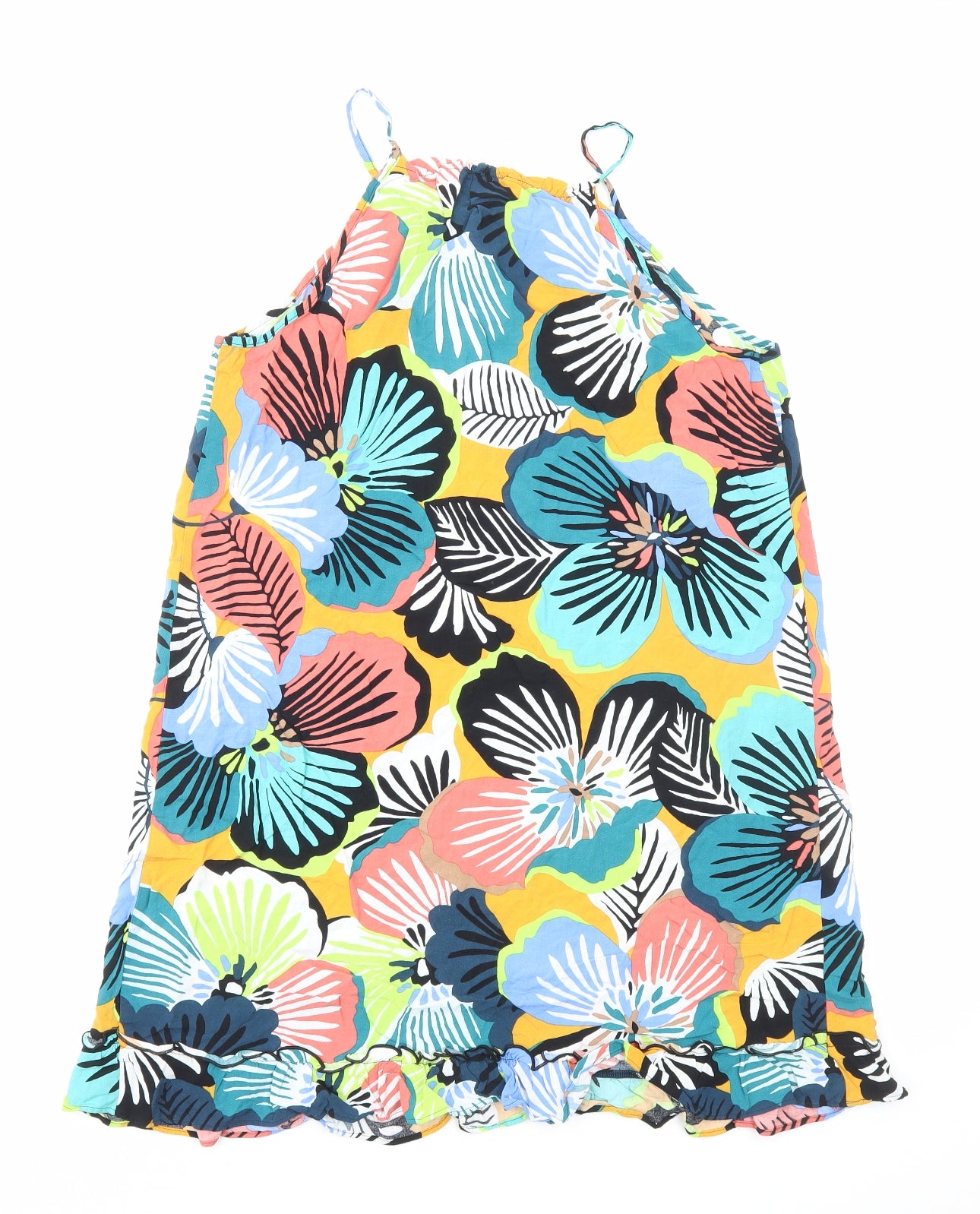 Papaya Womens Multicoloured Floral Viscose Shift Size 14 Square Neck Pullover