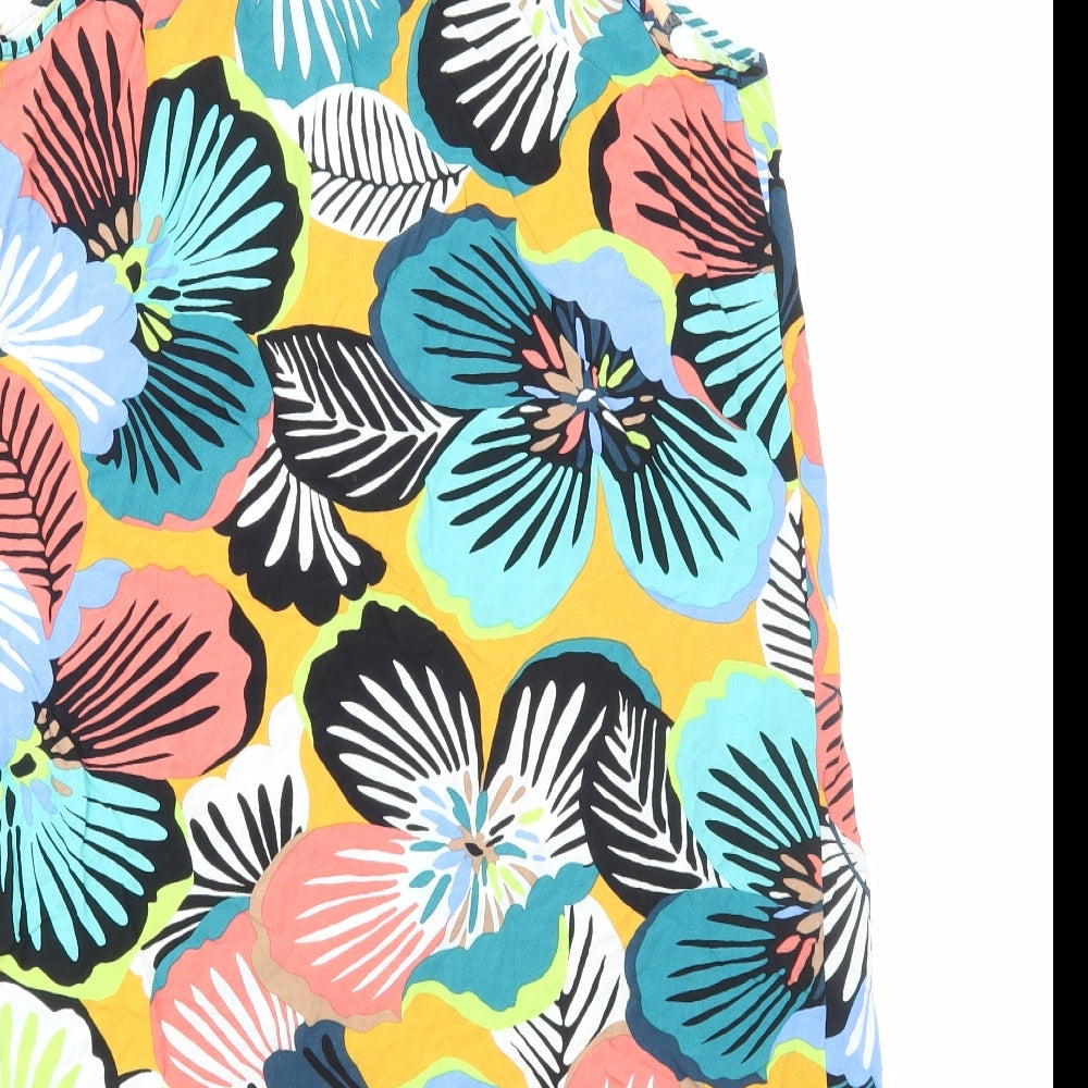Papaya Womens Multicoloured Floral Viscose Shift Size 14 Square Neck Pullover