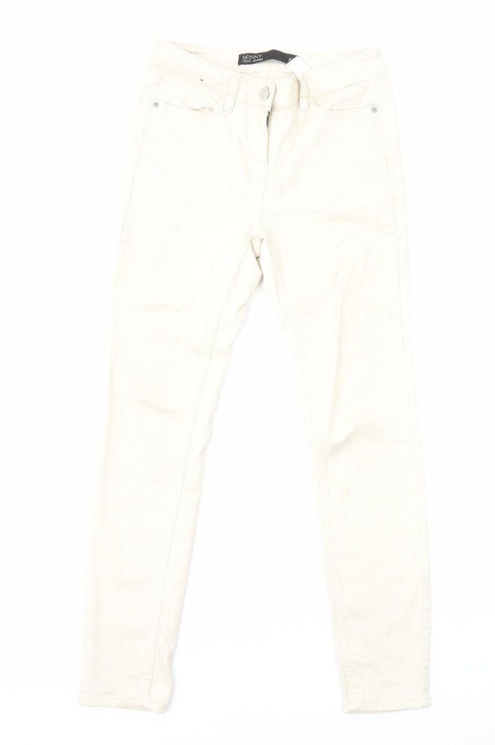 NEXT Womens Beige Cotton Skinny Jeans Size 8 L26 in Regular Zip