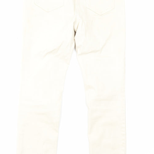 NEXT Womens Beige Cotton Skinny Jeans Size 8 L26 in Regular Zip