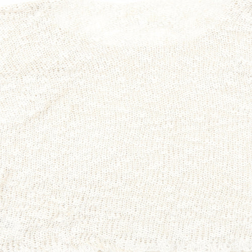 New Look Womens Ivory Round Neck Acrylic Pullover Jumper Size M - Lace Trim