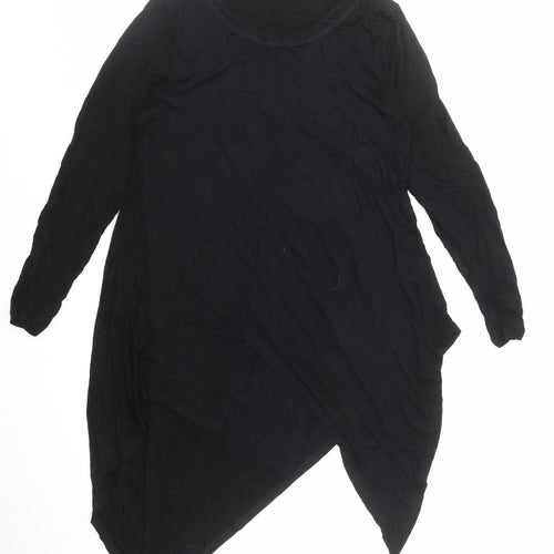 Anthology Womens Black Viscose A-Line Size 14 Round Neck Pullover - Asymmetric