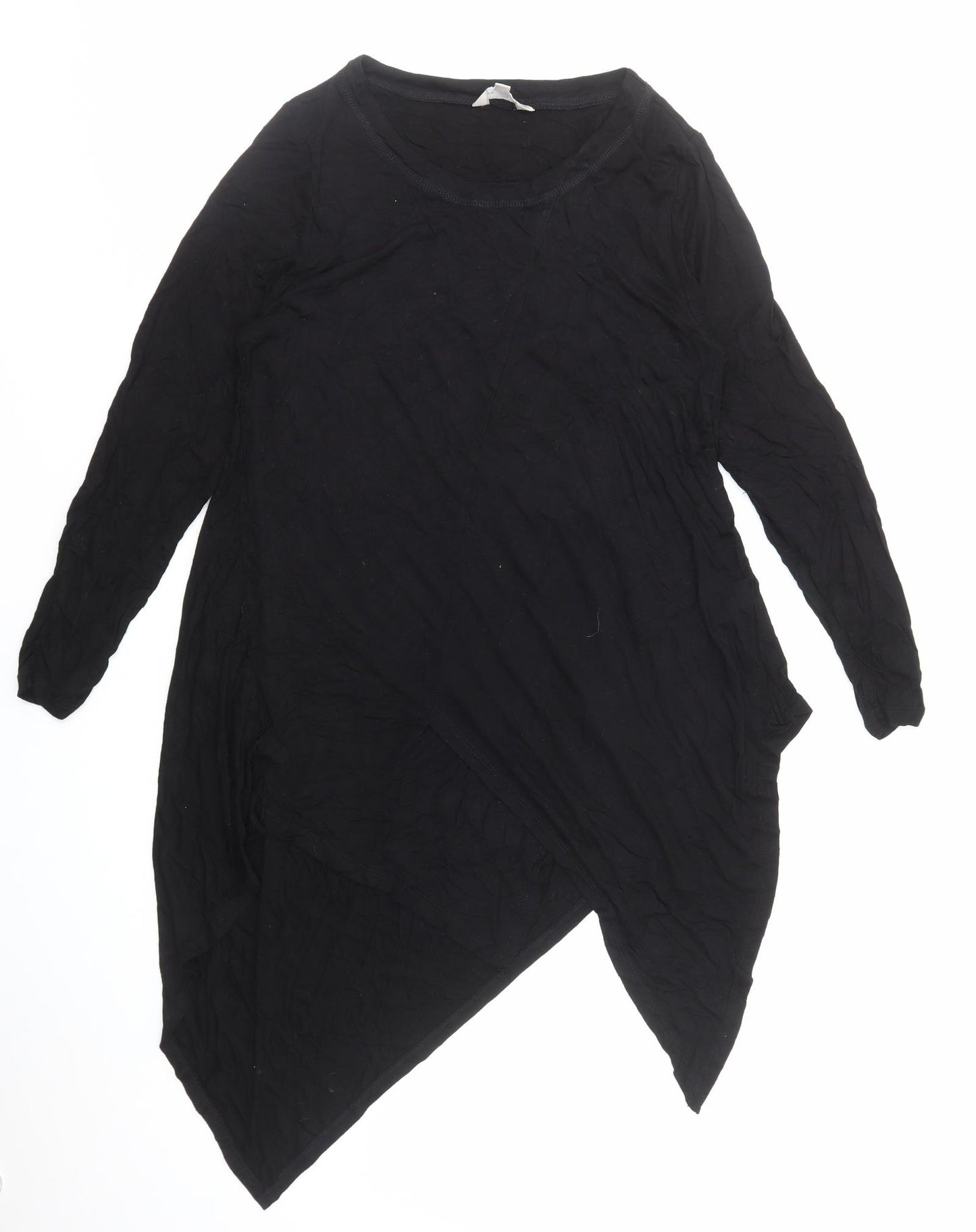 Anthology Womens Black Viscose A-Line Size 14 Round Neck Pullover - Asymmetric