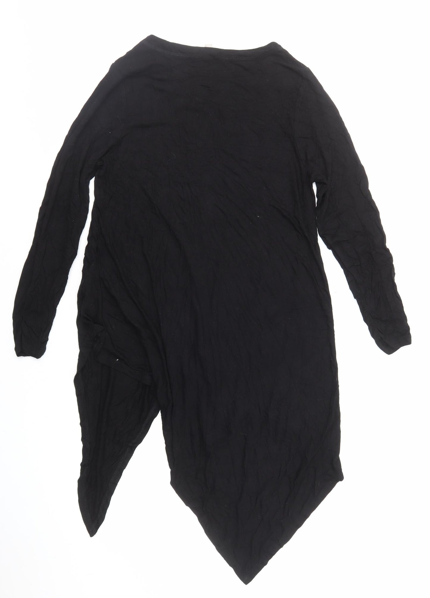 Anthology Womens Black Viscose A-Line Size 14 Round Neck Pullover - Asymmetric