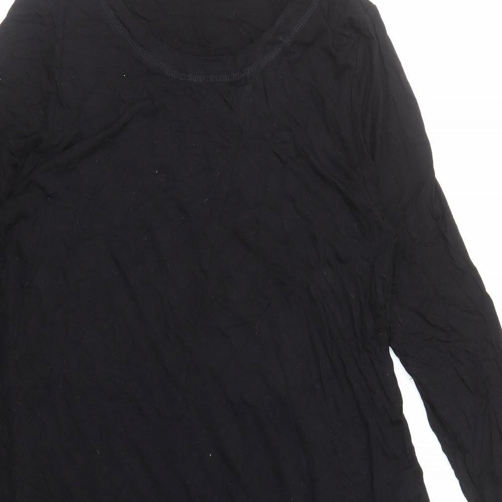 Anthology Womens Black Viscose A-Line Size 14 Round Neck Pullover - Asymmetric