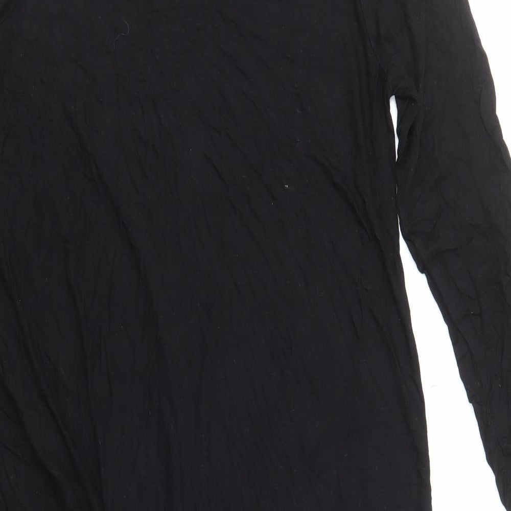 Anthology Womens Black Viscose A-Line Size 14 Round Neck Pullover - Asymmetric