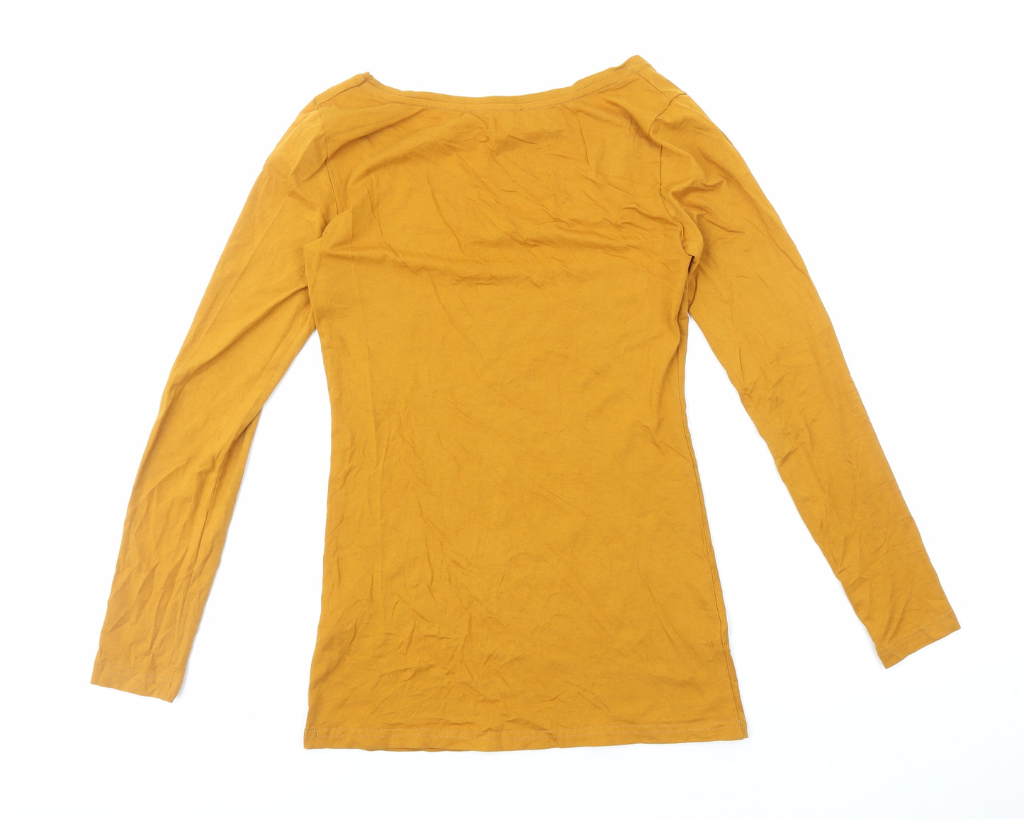 Select Womens Yellow Cotton Basic T-Shirt Size 8 Scoop Neck