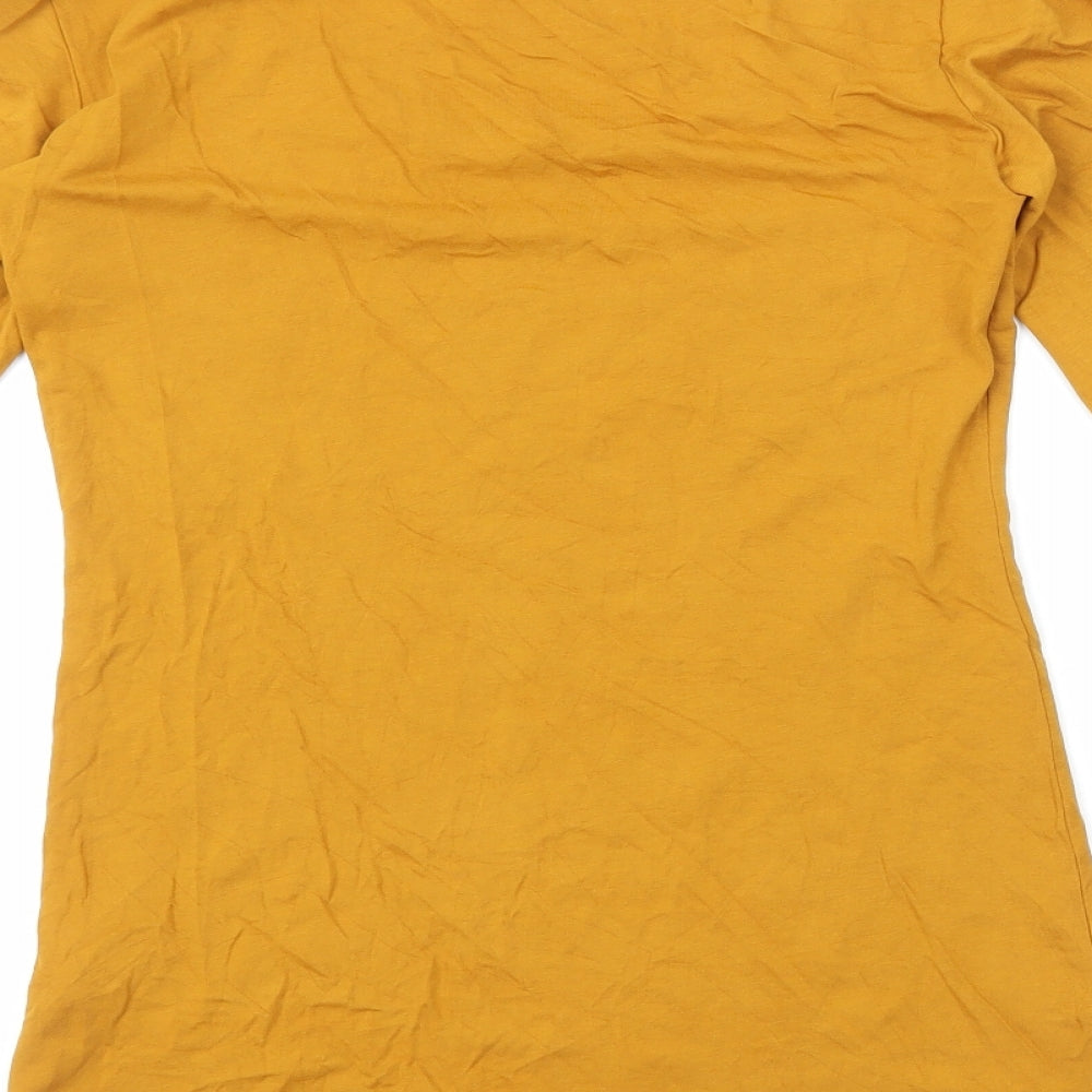 Select Womens Yellow Cotton Basic T-Shirt Size 8 Scoop Neck