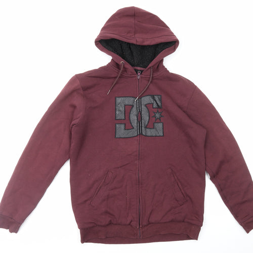 DC Mens Red Polyester Full Zip Hoodie Size M