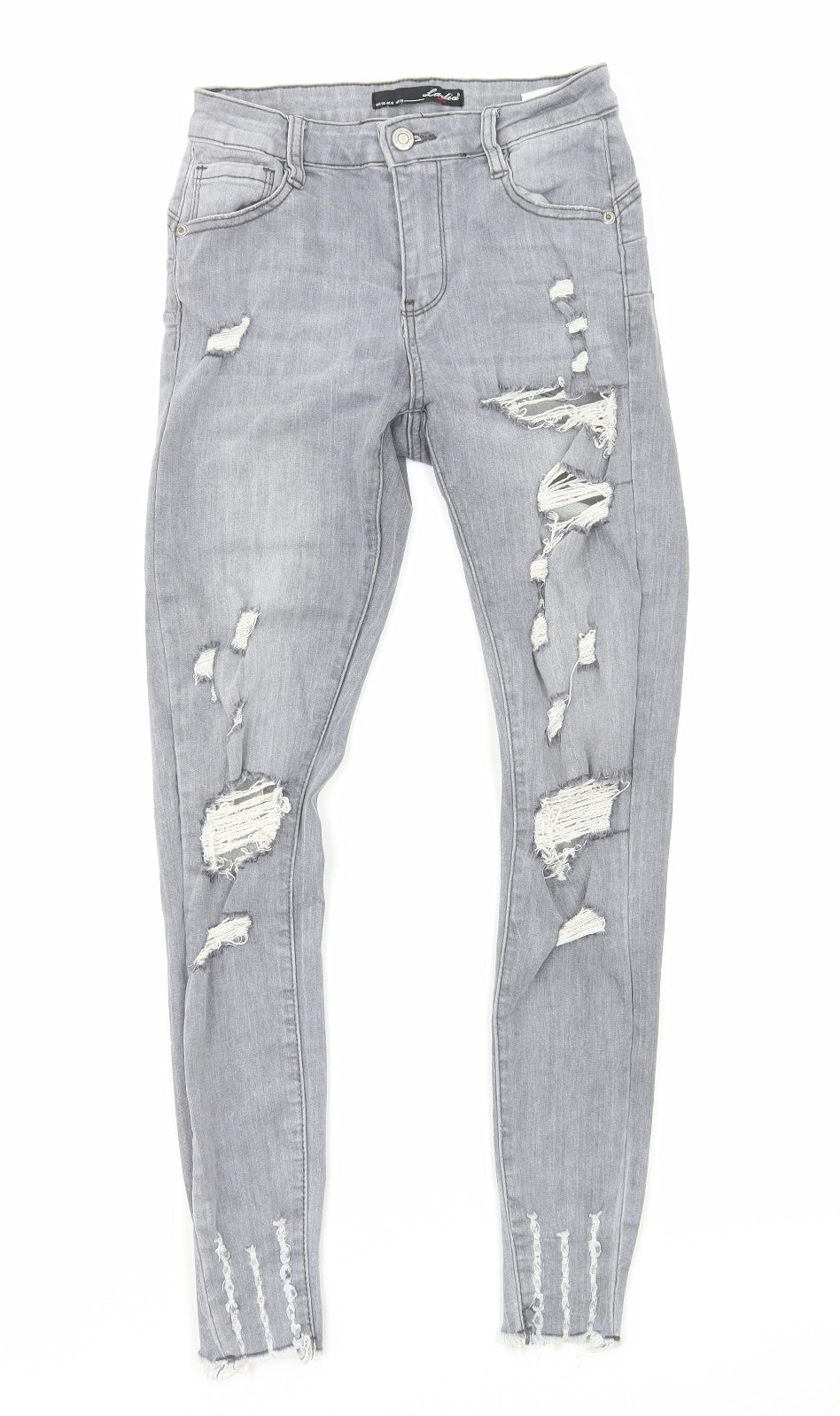 Laulia Womens Grey Cotton Skinny Jeans Size 8 L27 in Regular Zip
