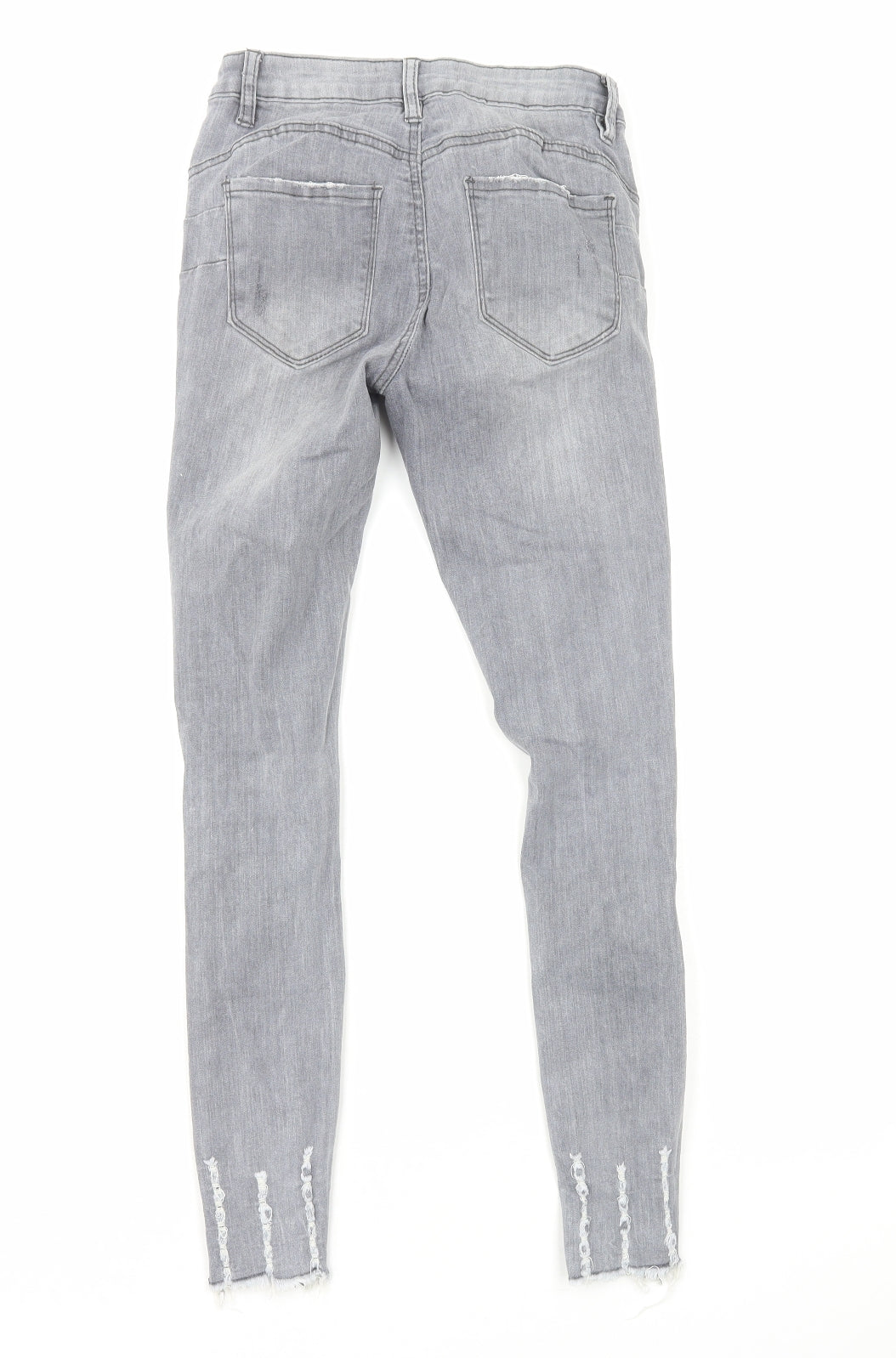 Laulia Womens Grey Cotton Skinny Jeans Size 8 L27 in Regular Zip
