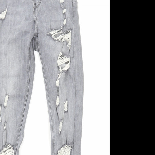 Laulia Womens Grey Cotton Skinny Jeans Size 8 L27 in Regular Zip