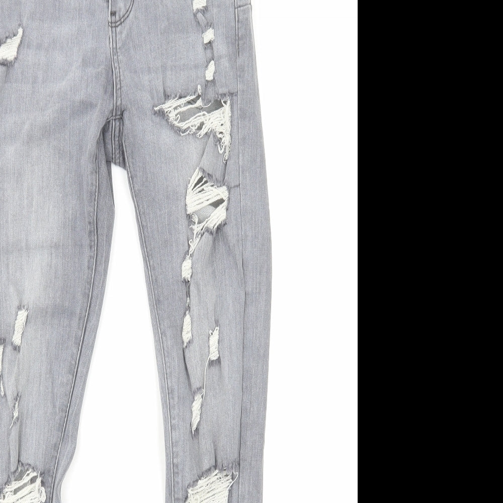 Laulia Womens Grey Cotton Skinny Jeans Size 8 L27 in Regular Zip