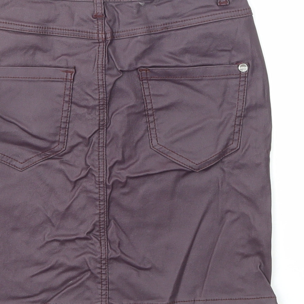 Lipsy Womens Purple Cotton Mini Skirt Size 8 Zip - Faux Leather