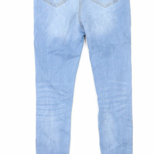 Boohoo Womens Blue Cotton Skinny Jeans Size 8 L28 in Regular Zip