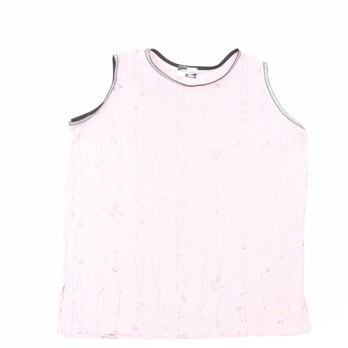 Undercover Womens Pink Geometric Polyester Basic Tank Size 18 Round Neck