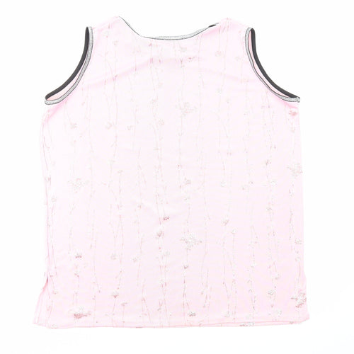 Undercover Womens Pink Geometric Polyester Basic Tank Size 18 Round Neck