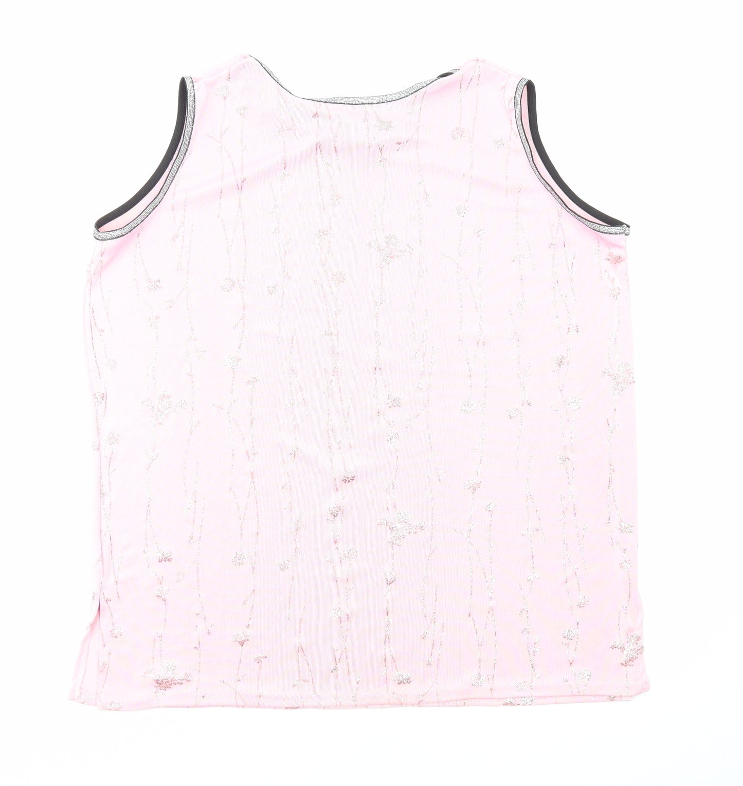 Undercover Womens Pink Geometric Polyester Basic Tank Size 18 Round Neck