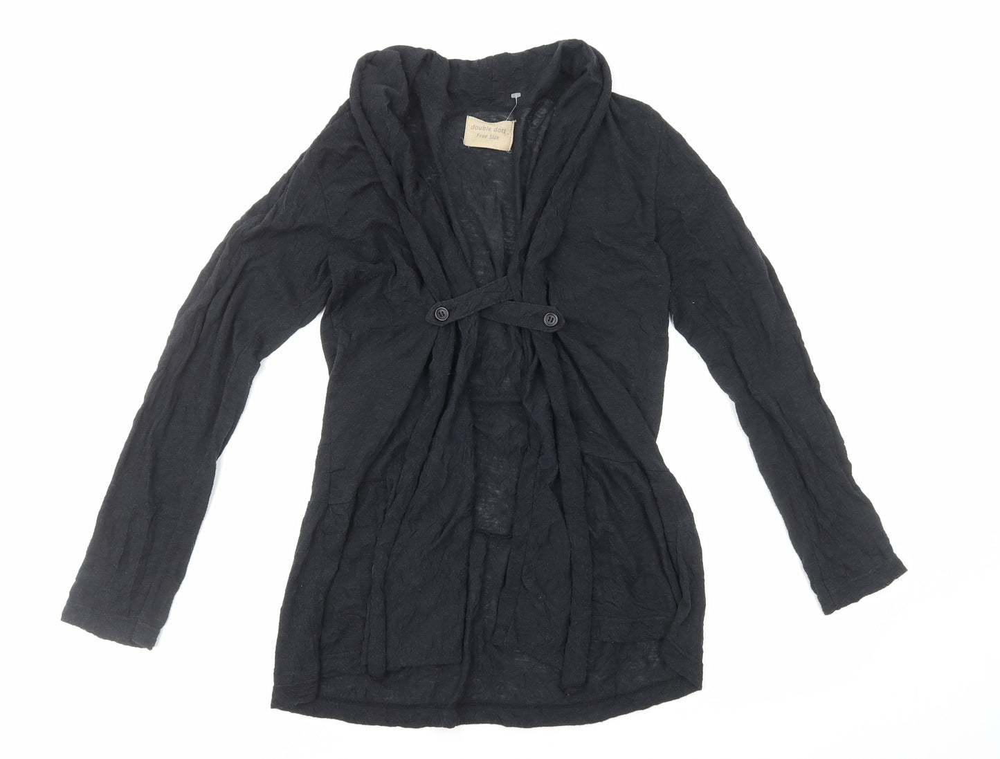 Double Dot Womens Black V-Neck Polyester Cardigan Jumper Size S