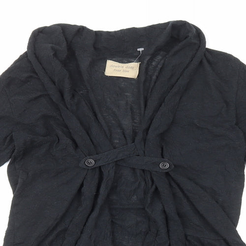 Double Dot Womens Black V-Neck Polyester Cardigan Jumper Size S