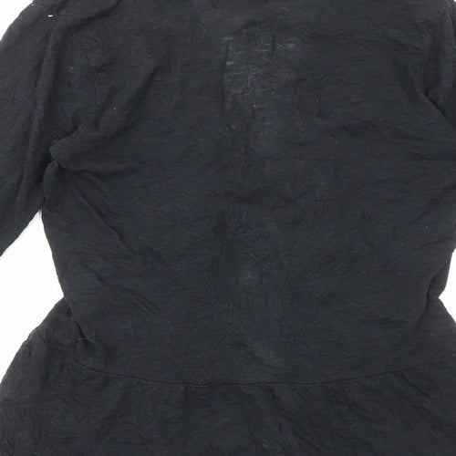 Double Dot Womens Black V-Neck Polyester Cardigan Jumper Size S