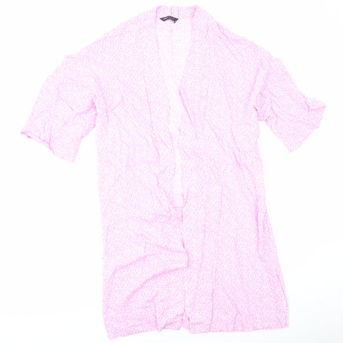 Marks and Spencer Womens Pink Geometric Kimono Jacket Size 10 Tie