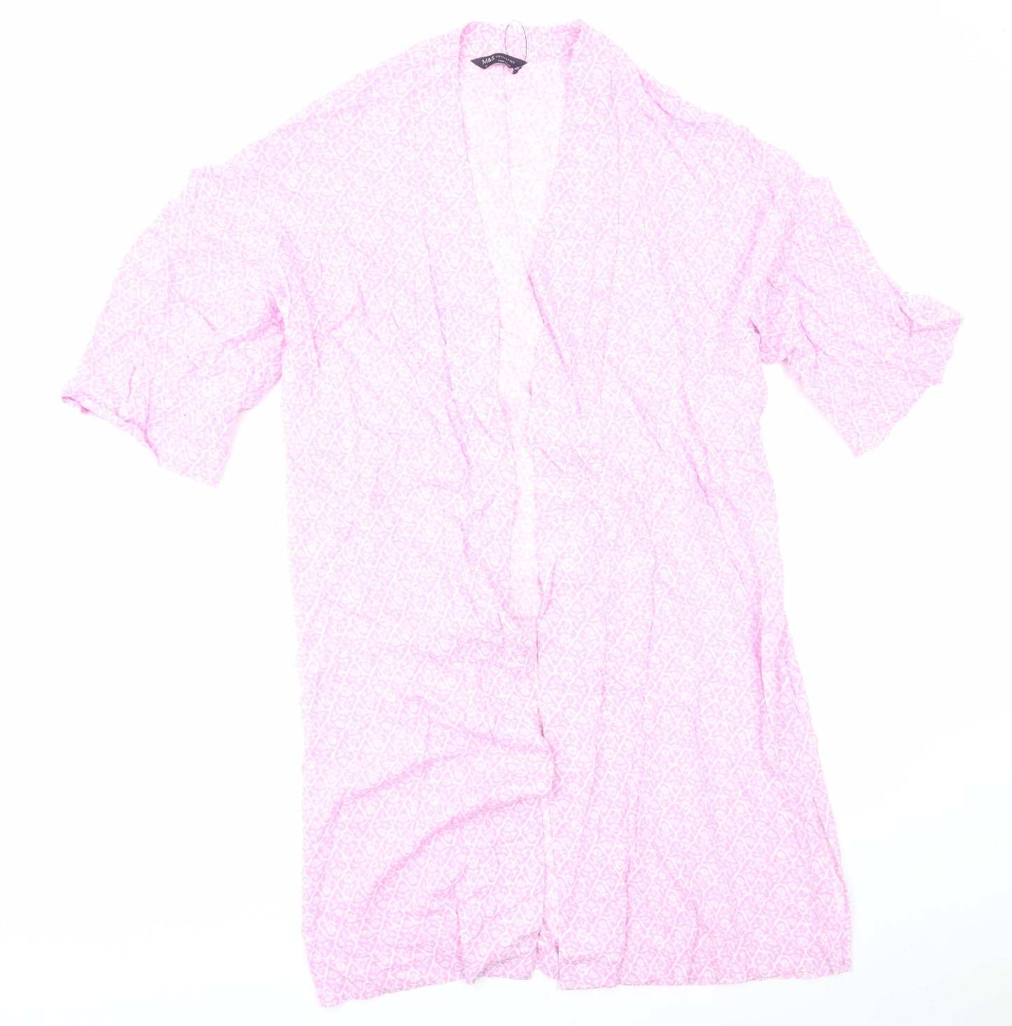 Marks and Spencer Womens Pink Geometric Kimono Jacket Size 10 Tie