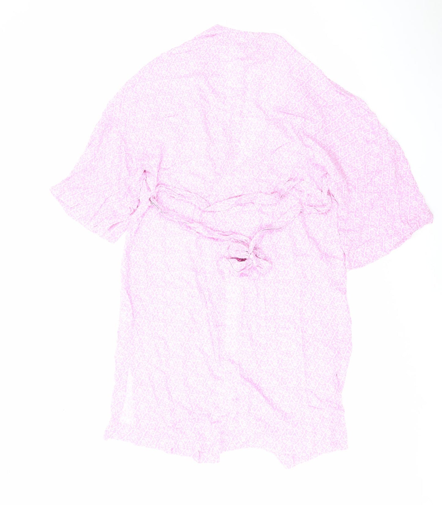 Marks and Spencer Womens Pink Geometric Kimono Jacket Size 10 Tie