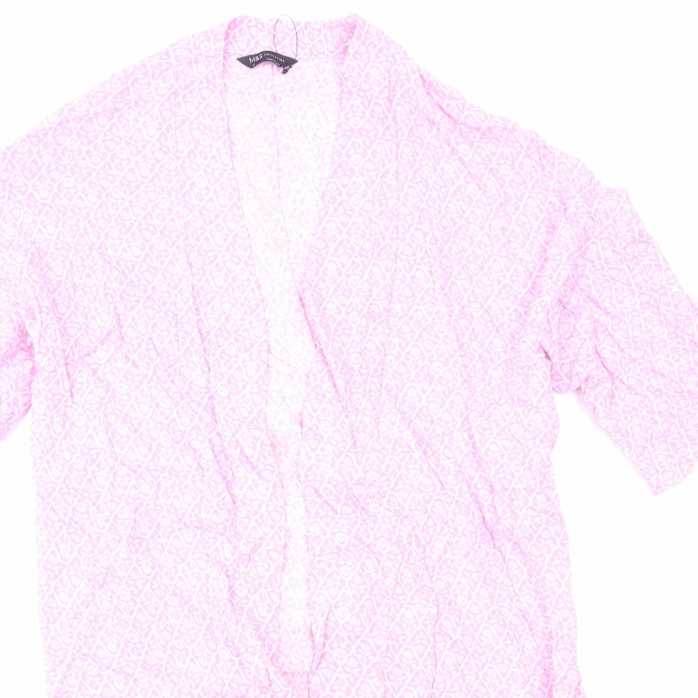 Marks and Spencer Womens Pink Geometric Kimono Jacket Size 10 Tie