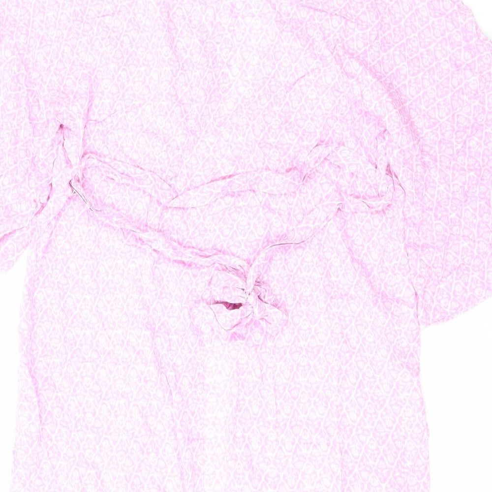 Marks and Spencer Womens Pink Geometric Kimono Jacket Size 10 Tie