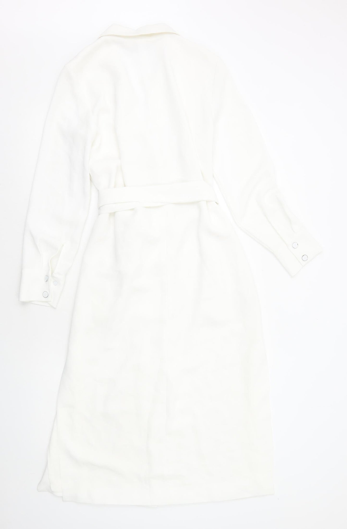 Mango Womens White Polyester Shirt Dress Size S Collared Button