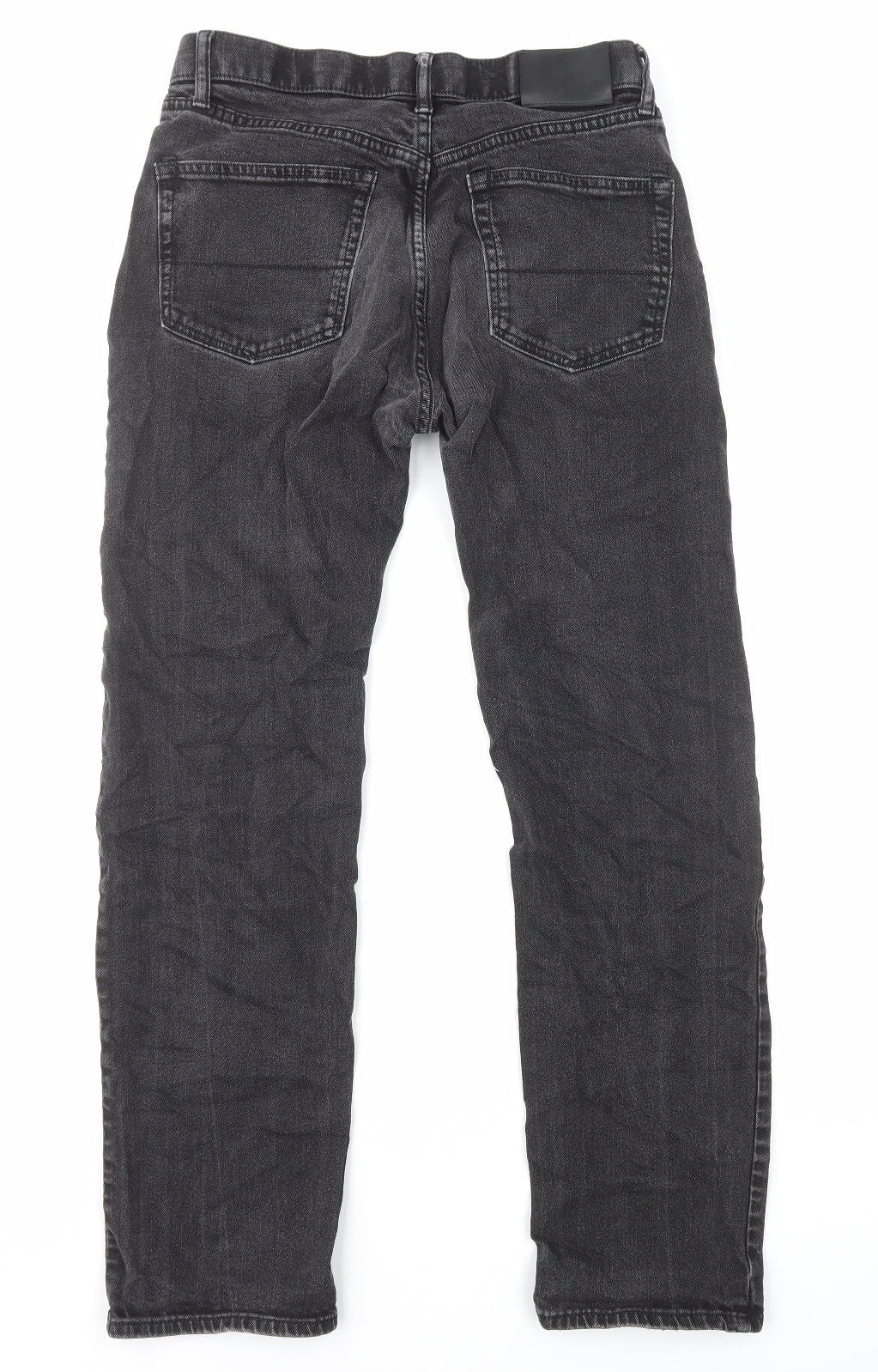 Marks and Spencer Mens Black Cotton Straight Jeans Size M L29 in Regular Zip