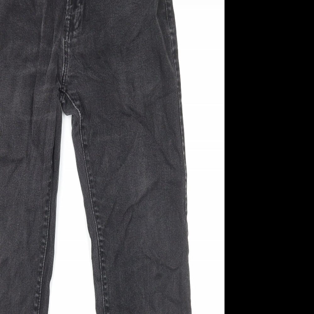 Marks and Spencer Mens Black Cotton Straight Jeans Size M L29 in Regular Zip