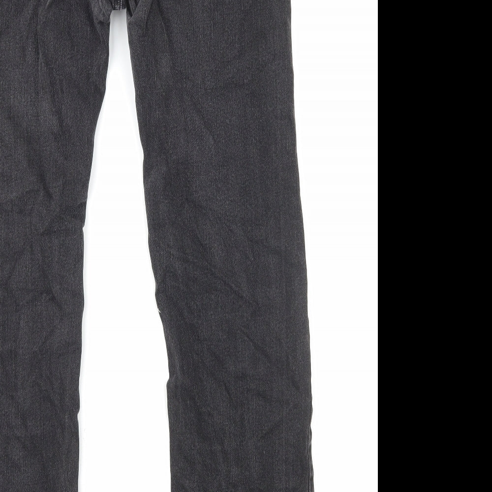 Marks and Spencer Mens Black Cotton Straight Jeans Size M L29 in Regular Zip