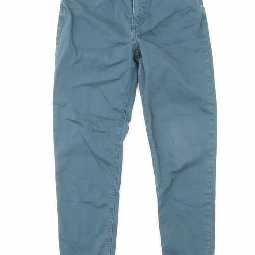 Marks and Spencer Womens Blue Cotton Skinny Jeans Size 8 L26 in Regular Zip