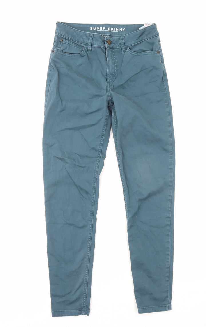 Marks and Spencer Womens Blue Cotton Skinny Jeans Size 8 L26 in Regular Zip
