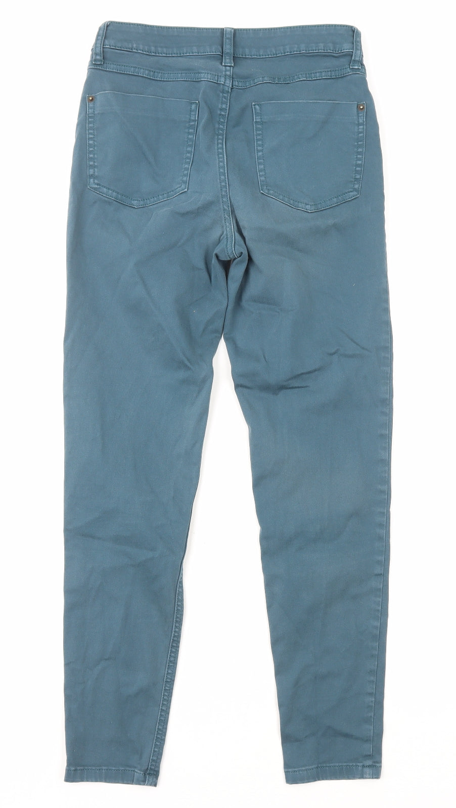 Marks and Spencer Womens Blue Cotton Skinny Jeans Size 8 L26 in Regular Zip