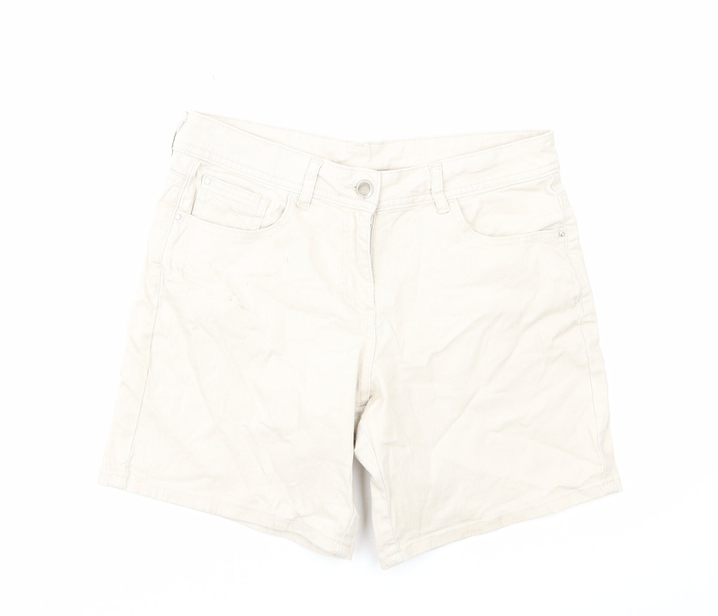 TU Womens Beige Cotton Hot Pants Shorts Size 12 L7 in Regular Zip