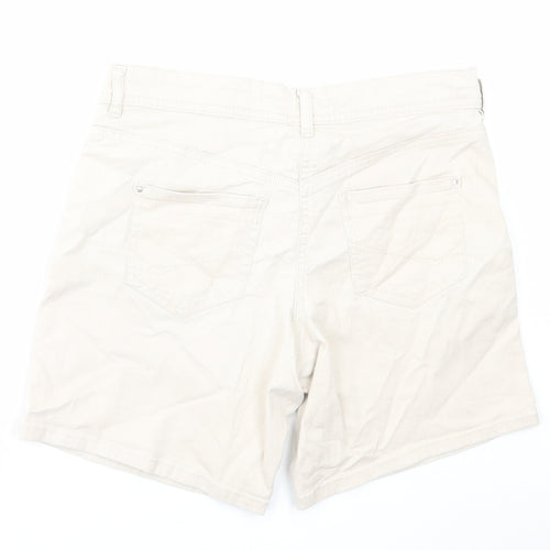 TU Womens Beige Cotton Hot Pants Shorts Size 12 L7 in Regular Zip