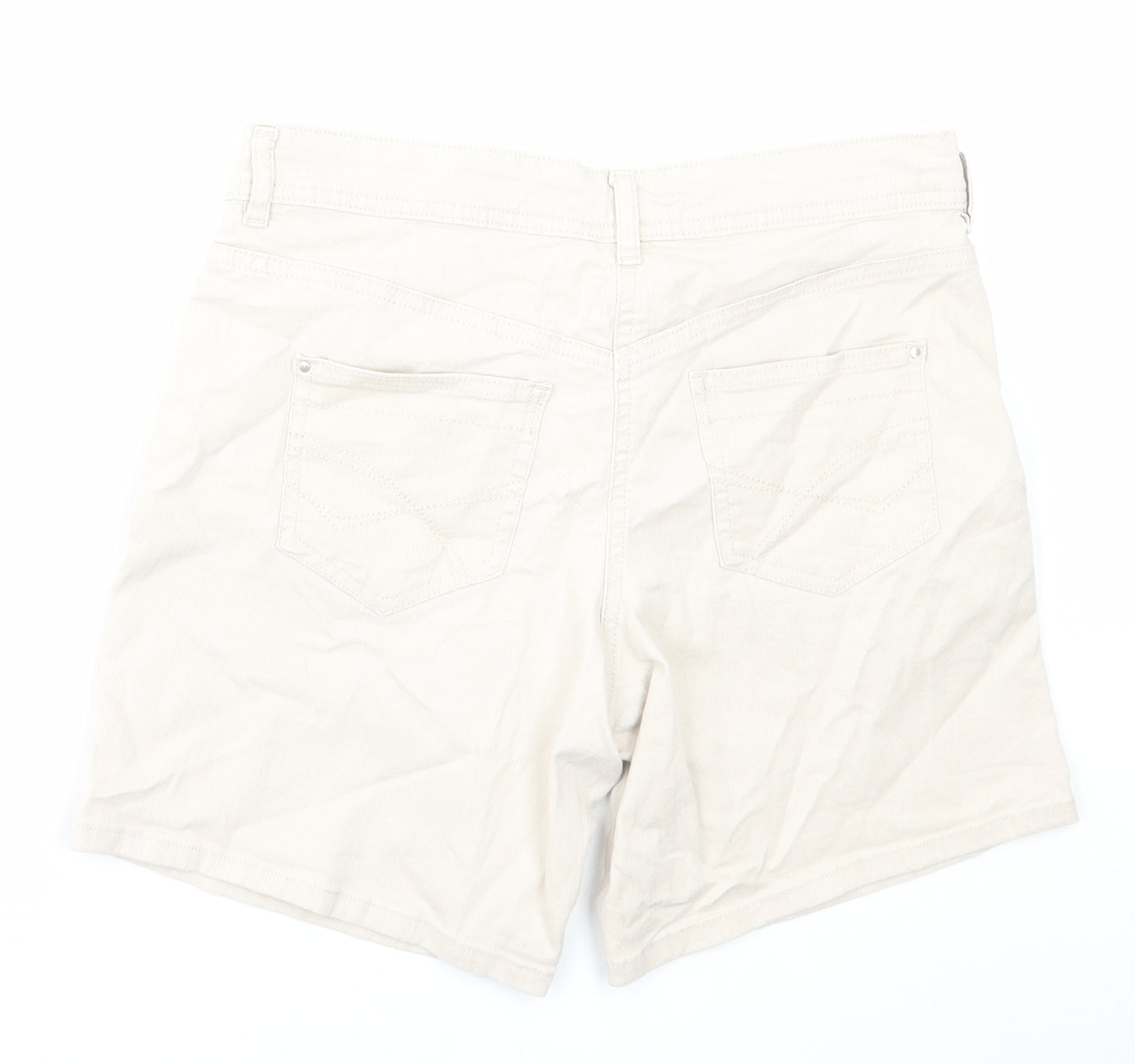 TU Womens Beige Cotton Hot Pants Shorts Size 12 L7 in Regular Zip