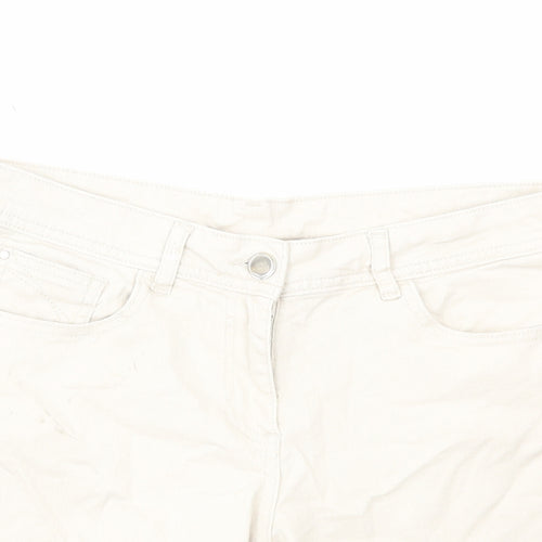 TU Womens Beige Cotton Hot Pants Shorts Size 12 L7 in Regular Zip