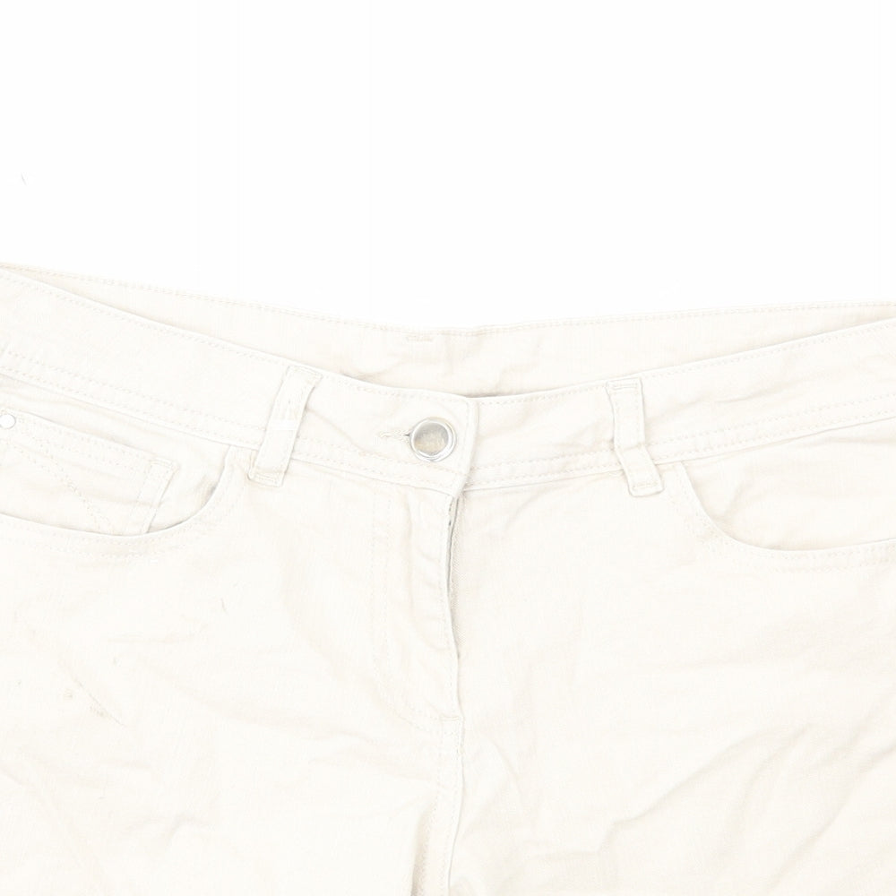 TU Womens Beige Cotton Hot Pants Shorts Size 12 L7 in Regular Zip