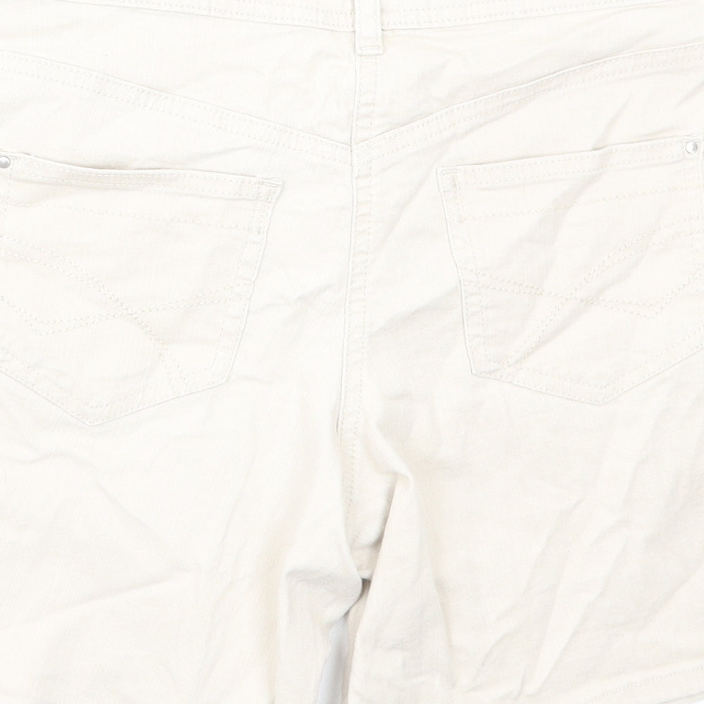 TU Womens Beige Cotton Hot Pants Shorts Size 12 L7 in Regular Zip