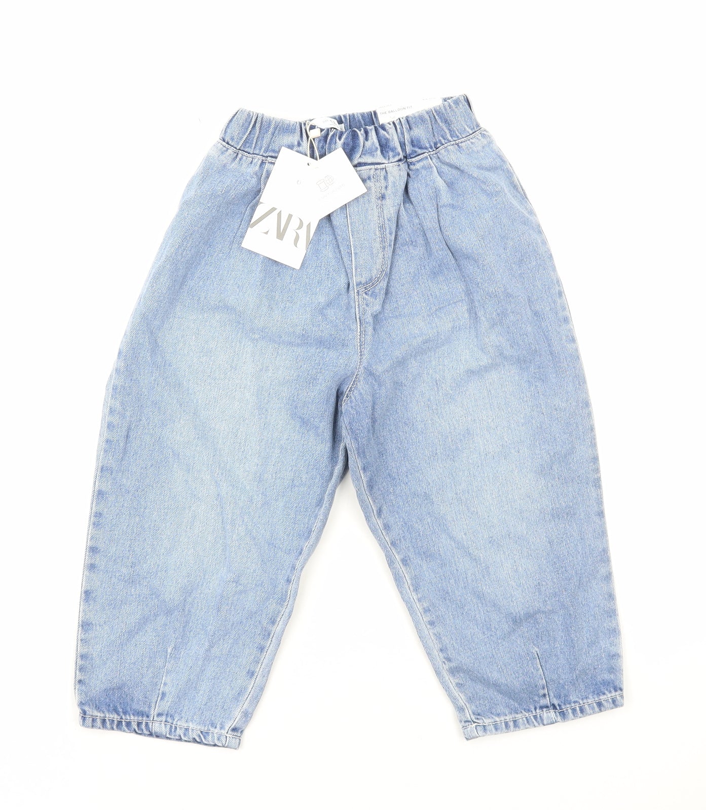 Zara Girls Blue Cotton Tapered Jeans Size 4-5 Years Regular