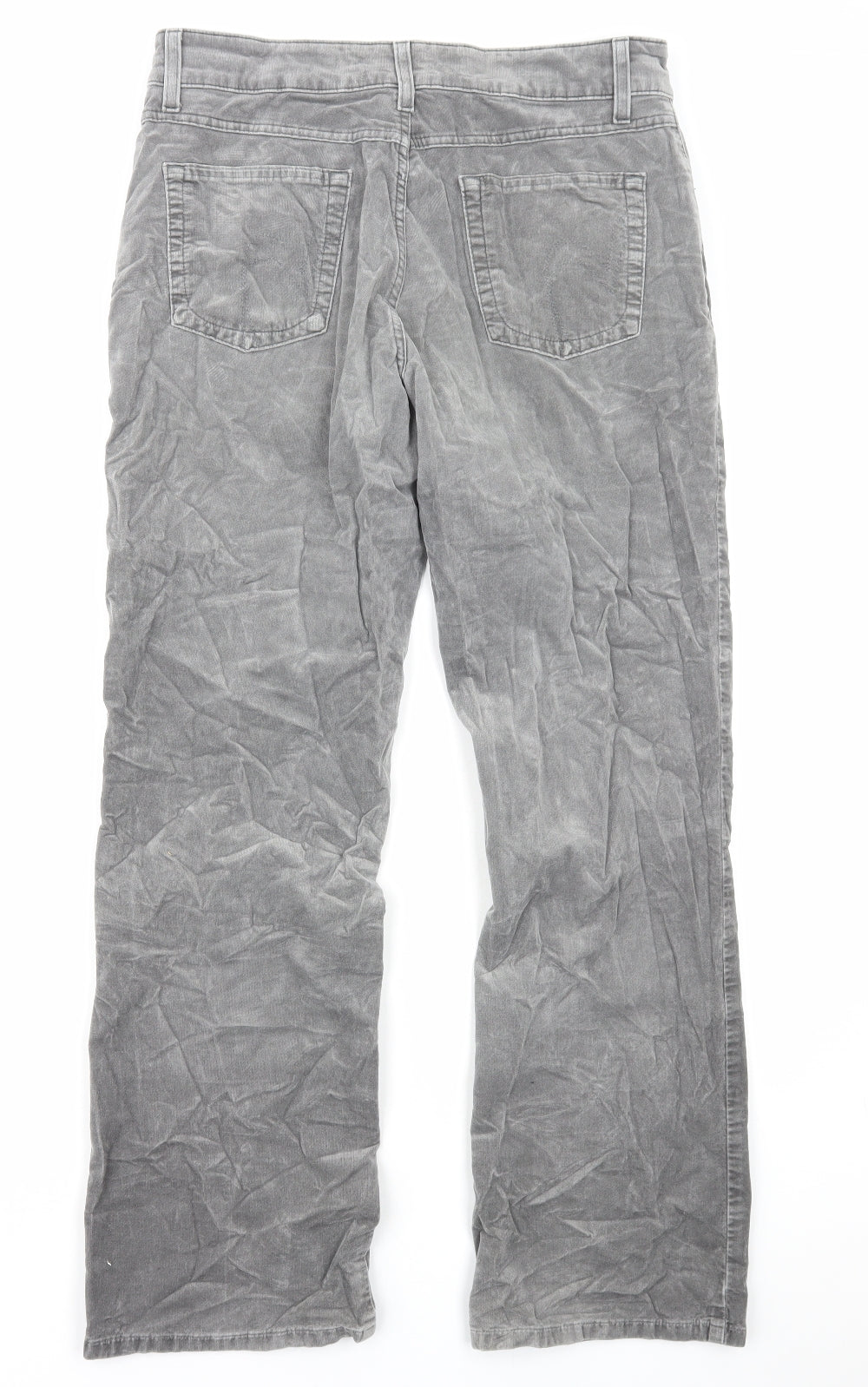Per Una Womens Grey Cotton Straight Jeans Size 14 L29 in Regular Zip
