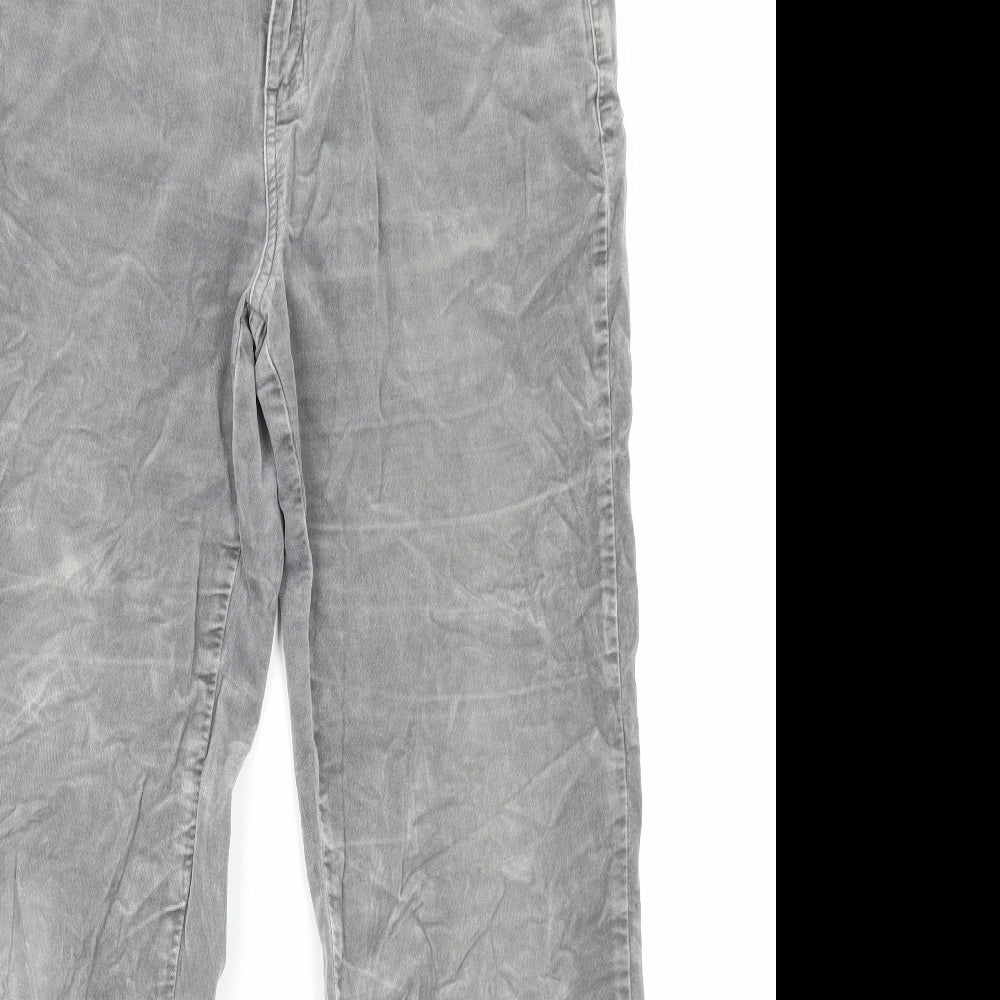 Per Una Womens Grey Cotton Straight Jeans Size 14 L29 in Regular Zip