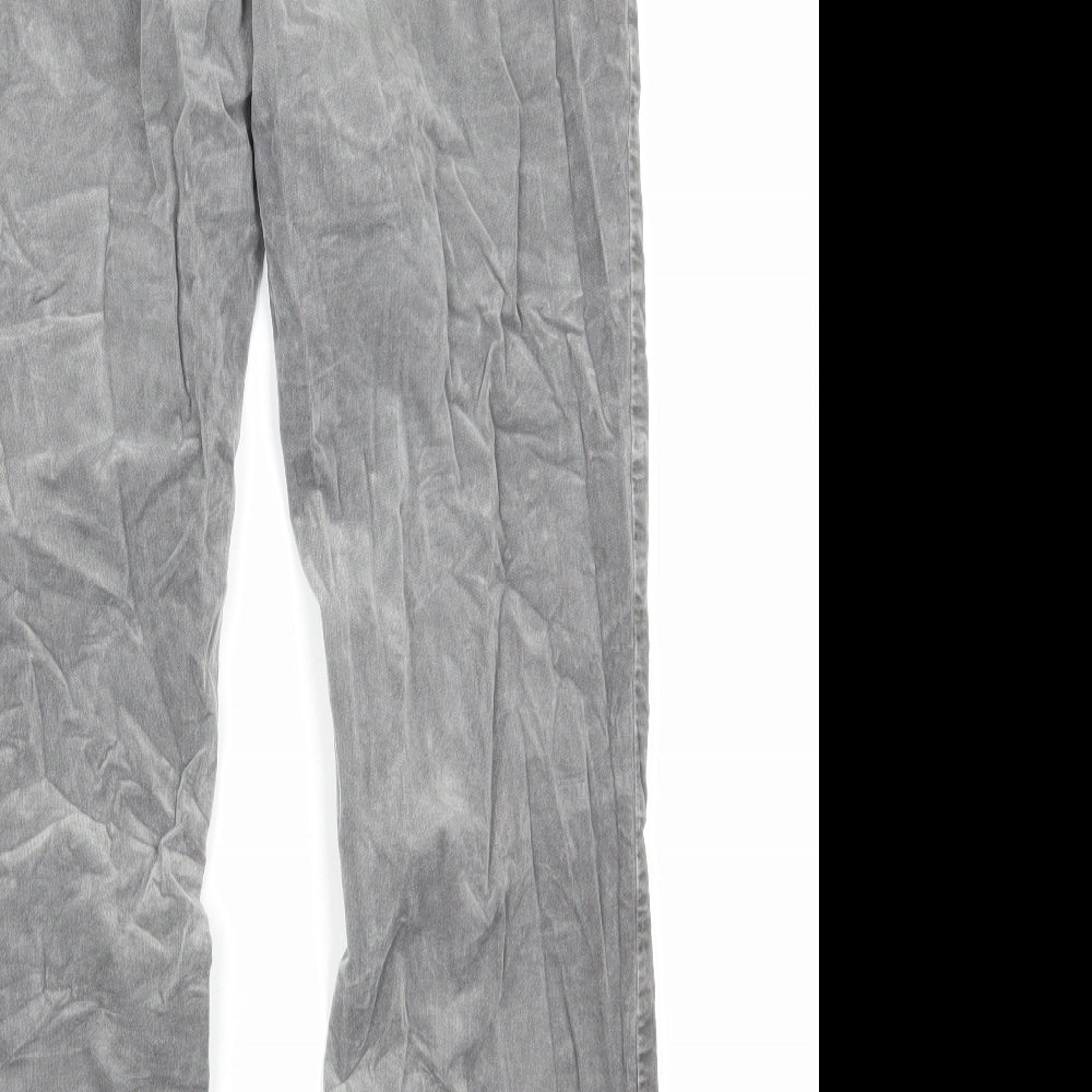 Per Una Womens Grey Cotton Straight Jeans Size 14 L29 in Regular Zip
